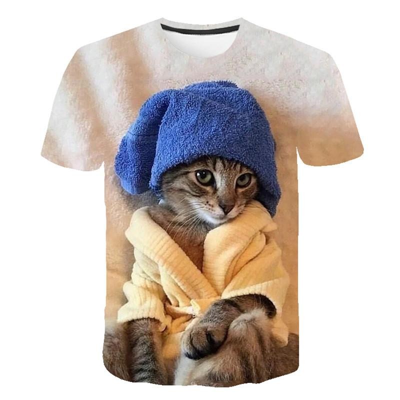 T Shirt Petit Chat Mignon En Peignoir Pour Femme Ou Homme Ideecadeaueureka